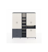 Hyperion Dolap 13 Raflı 3 Çekmeceli 6 Kapaklı 220x44x243 Antrasit-Aytaşı/Antrasit