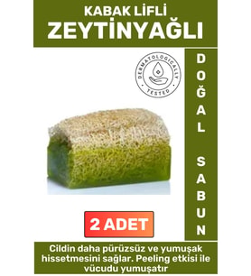 Özel Üretim Masaj Etkili Nemlendirici Kuruluk Giderici Doğal Kabak Lifli Zeytinyağı Sabunu 2 Adet