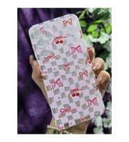 Samsung Galaxy S23 FE Uyumlu Kurdele ve Kiraz Desenli Şeffaf Telefon Kılıfı