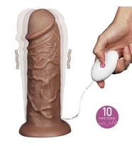 Lilitu Shop Yeni Nesil Çift Katmanlı 10 Titreşim Fonksiyonlu 26,6 cm Realistik Kalın Dildo Melez Penis