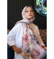 Manolya Çiçek Desen Füme Soft Pamuk Şal