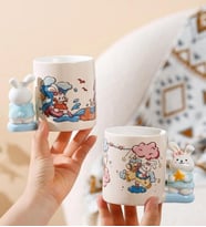Masal Tavşanı Temalı Seramik Kupa (Akçaağaç)
