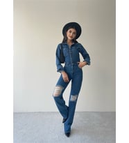 BENDİSTAR BUTİK KADIN MAVİ KOT TULUM