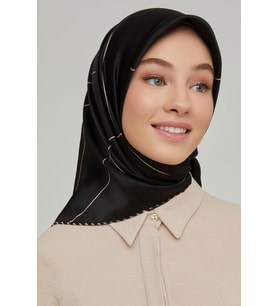 Armine Nostalji Serisi İpek Twill Eşarp 8655D-01 (Siyah)