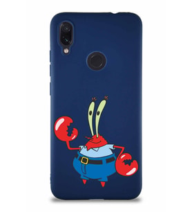 Xiaomi Redmi Note 7 Pro Soft Premier Kapak Bay Yengeç Tasarımlı Silikon Kılıf - Lacivert (Şeffaf)