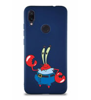 Xiaomi Redmi Note 7 Pro Soft Premier Kapak Bay Yengeç Tasarımlı Silikon Kılıf - Lacivert (Şeffaf)