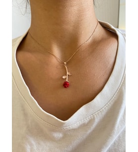 Yaprak Gül Kolye 925 ayar gümüş