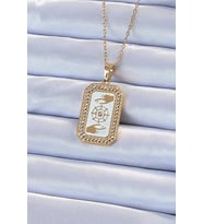 316L Çelik Zincir Altın Renk Mineli Zirkon Taşlı Göz Figür Tarot Kolye - TJ-BKO9217