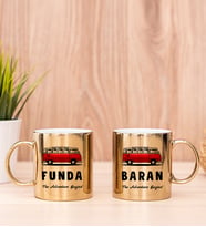 Kişiye Özel Vosvos Minibüs Tasarımlı İkili Gold Kupa Bardak