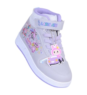 Prokids 4444 Gri-Lila Cırtlı Boğazlı Kız Çocuk Spor Ayakkabı