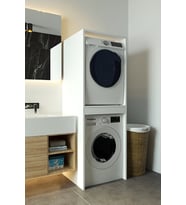 Lavanta Çamaşır Ve Kurutma Makinesi Dolabı Çamaşır Sepeti Çekmeceli Banyo Dolabı (Beyaz)