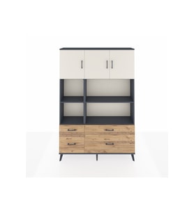 Arges Dolap 8 Raflı 4 Çekmeceli 3 Kapaklı 132x30x195 Antrasit-Aytaşı/Çam