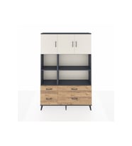 Arges Dolap 8 Raflı 4 Çekmeceli 3 Kapaklı 132x30x195 Antrasit-Aytaşı/Çam
