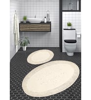 Cotton Special %100 Pamuk 2'li Oval Osmanlı Desen Pamuklu Klozet Takımı Krem