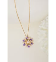 Elika Silver 925 Ayar Gümüş Mor Mineli Lotus Kolye