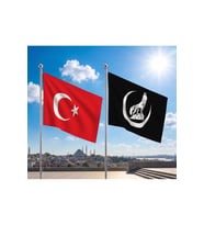 TRY Raşel Kumaş Bayrak ve Türkiye Cumhuriyeti Alpaka Kumaş Bayrak 2'li set 100x150 Cm