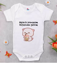 BK Kids Prensesim Üstesinden Gelirim Tasarımlı Beyaz Bebek Body Zıbın-1