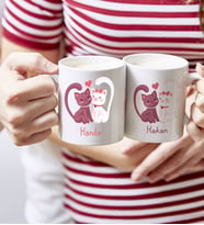 BK Gift Kişiye Özel Sevgililer Günü Sevimli Çiftler Tasarımlı İkili Kupa Bardak-3
