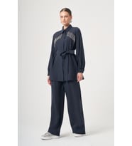 FTZ Women Kadın Zincir Detay Pantolonlu Takım Lacivert 31451