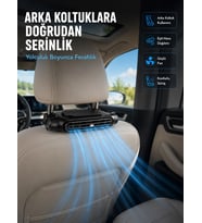 Koltuk Başlığına Takılan Araç Soğutucu Fan Ayarlanabilir 3 Hız Kademeli