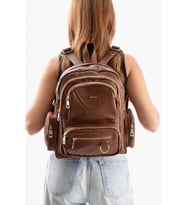 Suni Deri Kadın Sırt Çantası 38*28 Cm Mega Bag Günlük Kullanıma Uygun Çok Cepli İçi Astarlı