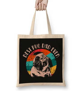 Best Pug Dad Ever Köpek Bez Çanta Uzun Saplı