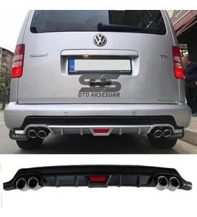 Volkswagen Caddy Difüzör Arka Tampon Eki 4 Egzoz Çıkışlı Siyah