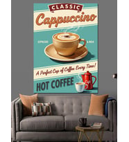 Klasik Cappuccino Kahve Reklamı Dekoratif Kanvas - Mdf Ahşap Tablo