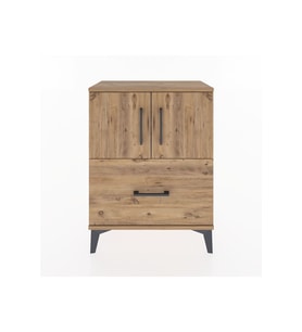 Arges Komodin 2 Raflı Tek Çekmeceli 2 Kapaklı 60x30x80 Çam-Çam