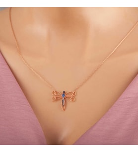 925 Ayar Gümüş Rose Yusufçuk Kadın Gümüş Kolye