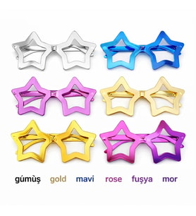 Nessiworld Yıldız Parti Gözlüğü 12&amp;#39;li Set – 6 Renk ( Camsız )