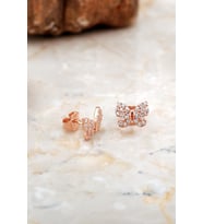 Kelebek Mini Rose Gümüş Küpe 6934