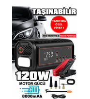 HT15 2 Fonksiyonlu 12V Akü Takviye Cihazı & Hava Kompresörü Powerbank Dijital Basınç Lastik Pompası