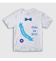 Presmono Unisex Çocuk Beyaz Oldu Da Bitti Maşallah Sünnet T-Shirt 555341tt