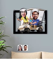 BK Gift Kişiye Özel Sevgililer Karikatürlü 3D Ahşap Tablo-96