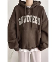 Unisex Sandiego Baskılı Oversize Sweatshirt (Kahverengi)