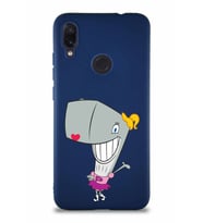 Xiaomi Redmi Note 7 Soft Premier Kapak Pearl Yengeç Tasarımlı Silikon Kılıf - Lacivert (Şeffaf)