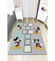 Turkuaz Kaymaz Tabanlı Yıkanır Miki Mouse Çocuk Halısı AR791