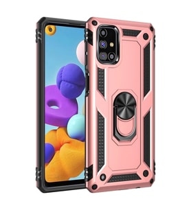 Samsung Galaxy M31s Kılıf Sofya Yüzüklü Silikon Kapak - Rose