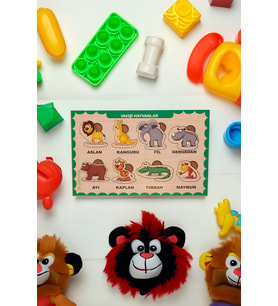 Ahşap Bul Tak Eğitici Yapboz Vahşi Hayvanlar Puzzle