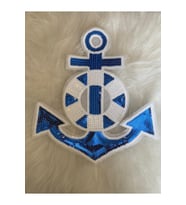 24X26 CM TASARIM DENİZ ÇAPA MAVİ PUL PAYETLİ APLİKE YAMA ARMA NAKIŞ ÜTÜ İLE YAPIŞIR
