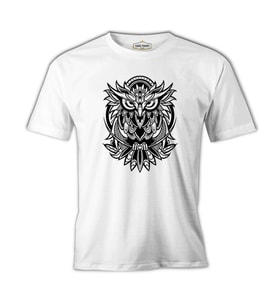 Owl in Tribal Style Beyaz Erkek Tshirt
