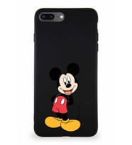 Apple iPhone 8 Plus Soft Premier Kapak Mickey Mouse-B Tasarımlı Silikon Kılıf - Siyah (Şeffaf)