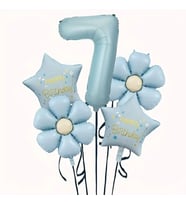 Mavi Happy Birthday 7 Yaş Folyo Balon Set