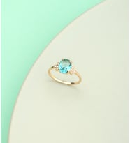925 Ayar Gümüş Oval Aquamarine Renkli Yüzük