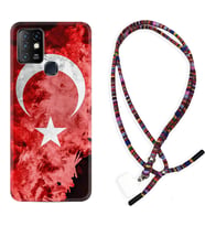 INFINIX Hot 8 9 10 11S Hot 10 Play 10T Kılıf Boyun Asklı Rasta Silikon Şanlı Türk Bayrağı 1315