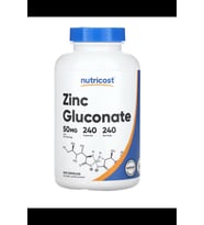 Nutricost Zinc Gluconate 240 Vegetarian Capsules (50mg) - Gluten Free.Tr Yetkili Satıcısı.3932 (Renksiz)