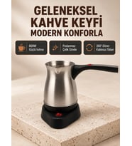 Elektrikli Türk Kahvesi Cezvesi 800W Kablosuz Döner Tabanlı
