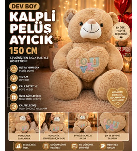 Dev Boy Kalpli Peluş Ayıcık 150 CM Ultra Yumuşak Büyük Boy Sevgiliye Özel Hediye Ayı