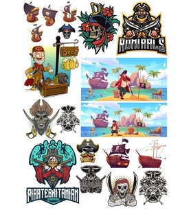Korsan Kuru Kafa Sticker Set-3 15 Parça Telefon, Tablet, Defter, Laptop Sticker
